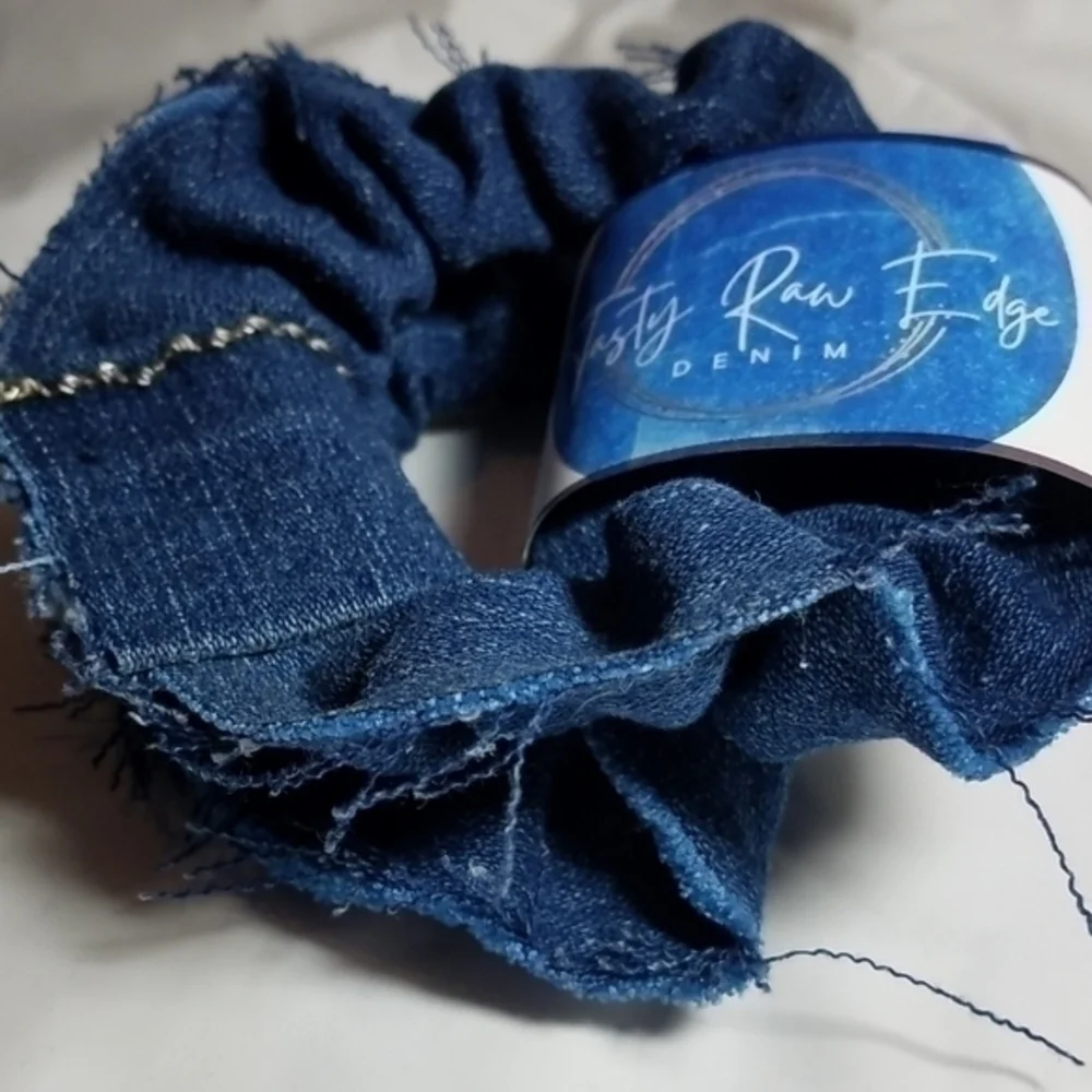 Tasty Raw Edge Denim Scrunchie